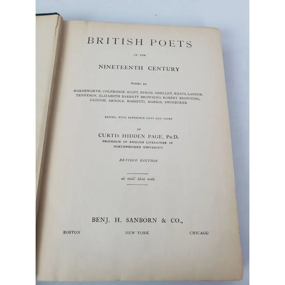 British Poets of the‎ Nineteenth Century Part II Curtis Page Ph.D. 1922